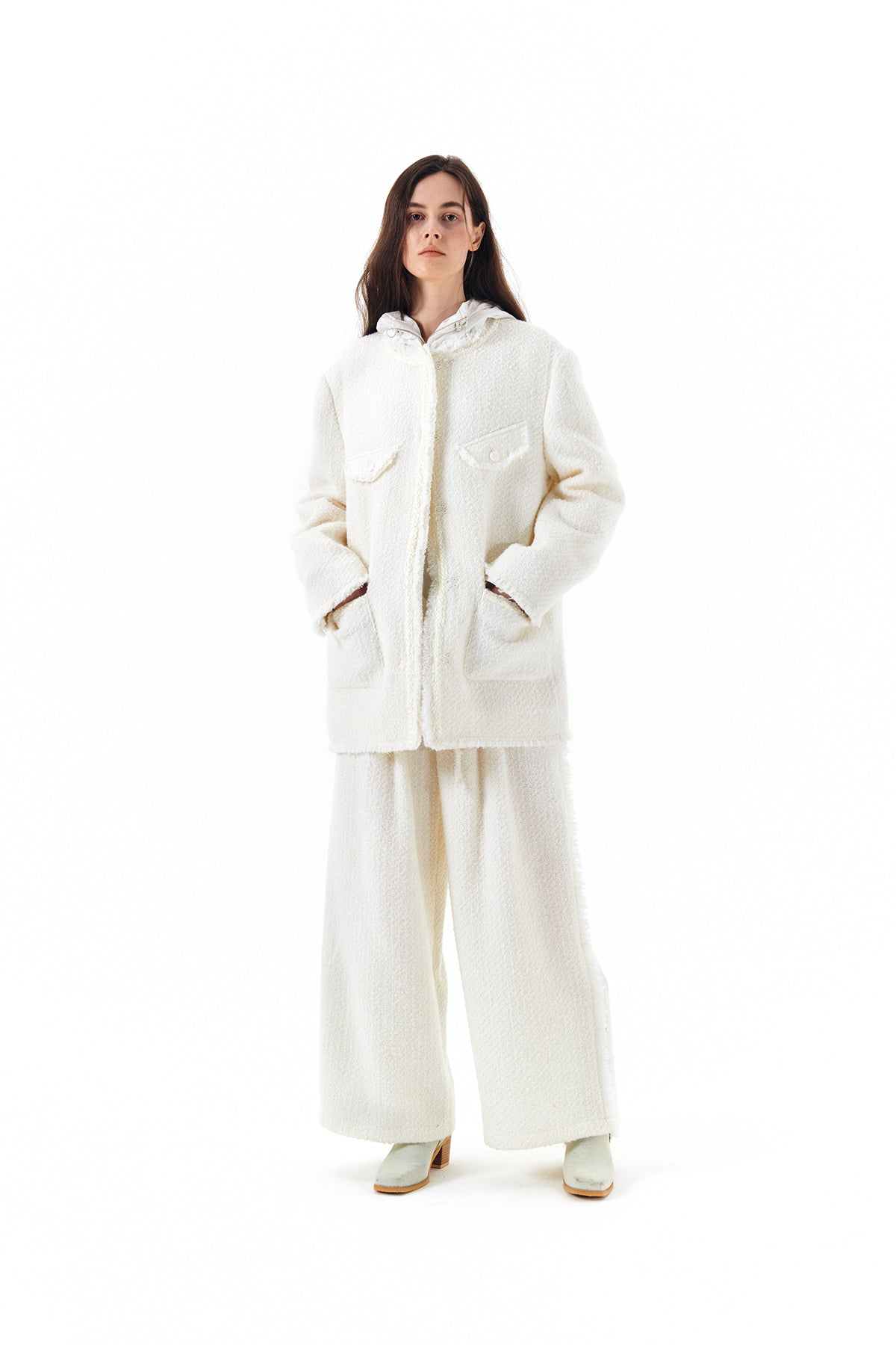 Matin Kim - Tweed String Wide Trouser (Ivory) product image 8 | TRAB K-Fashion Australia