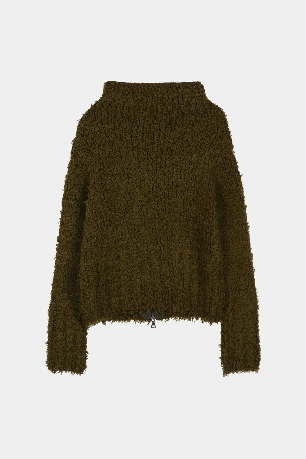 Andersson Bell - Button & Trim Hairy Zip-Up Cardigan (Khaki) product image 8 | TRAB K-Fashion Australia
