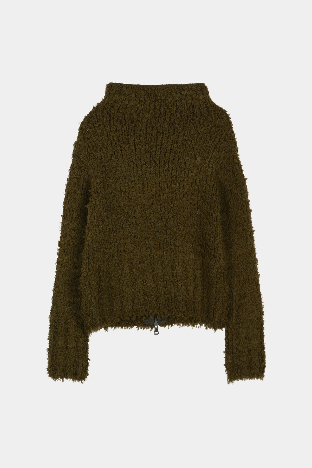 Andersson Bell - Button & Trim Hairy Zip-Up Cardigan (Khaki) product image 8 | TRAB K-Fashion Australia