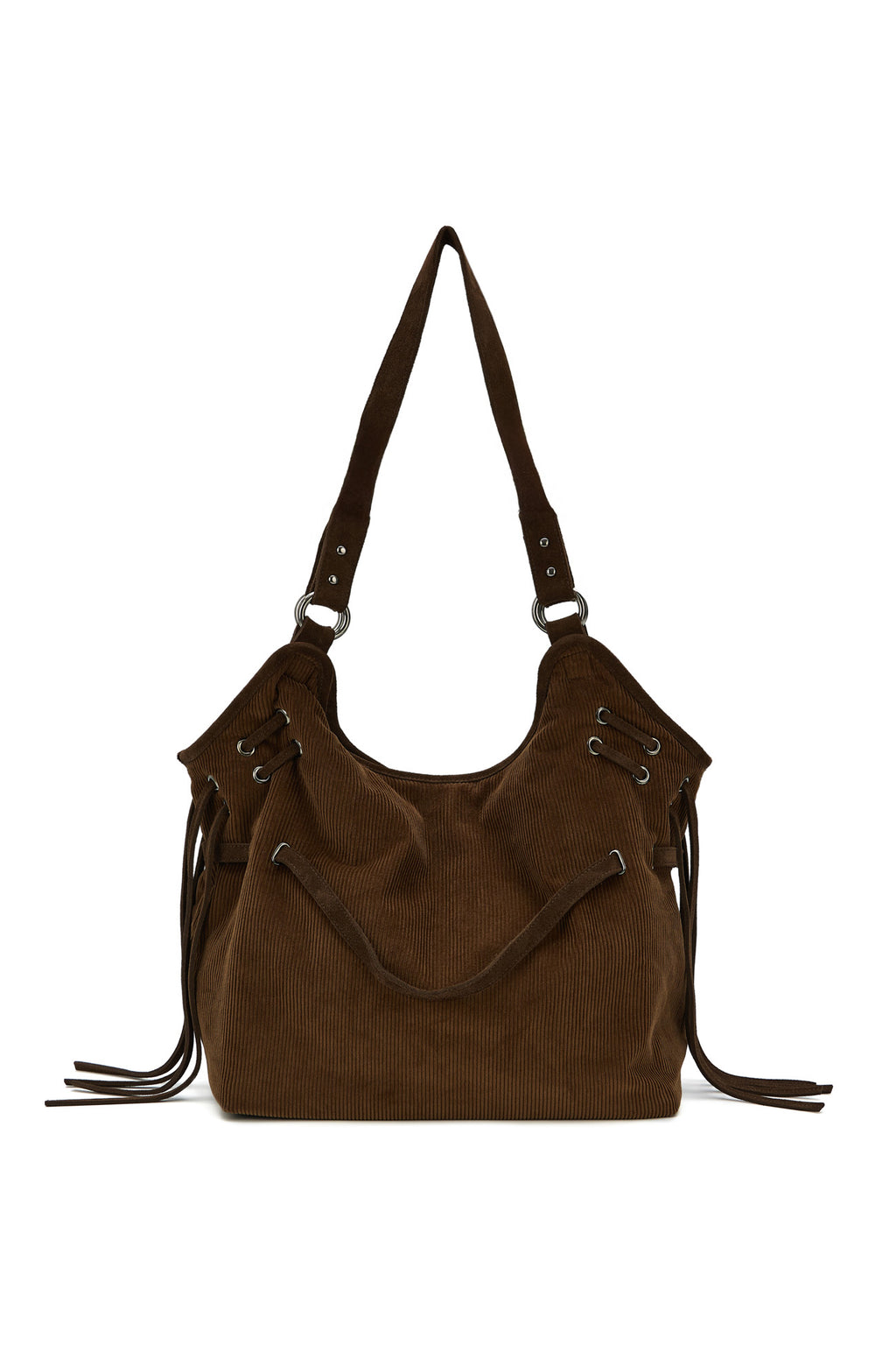Deinet - Belt Detail Corduroy Big Shoulder Bag (Brown) product image 7 | TRAB K-Fashion Australia