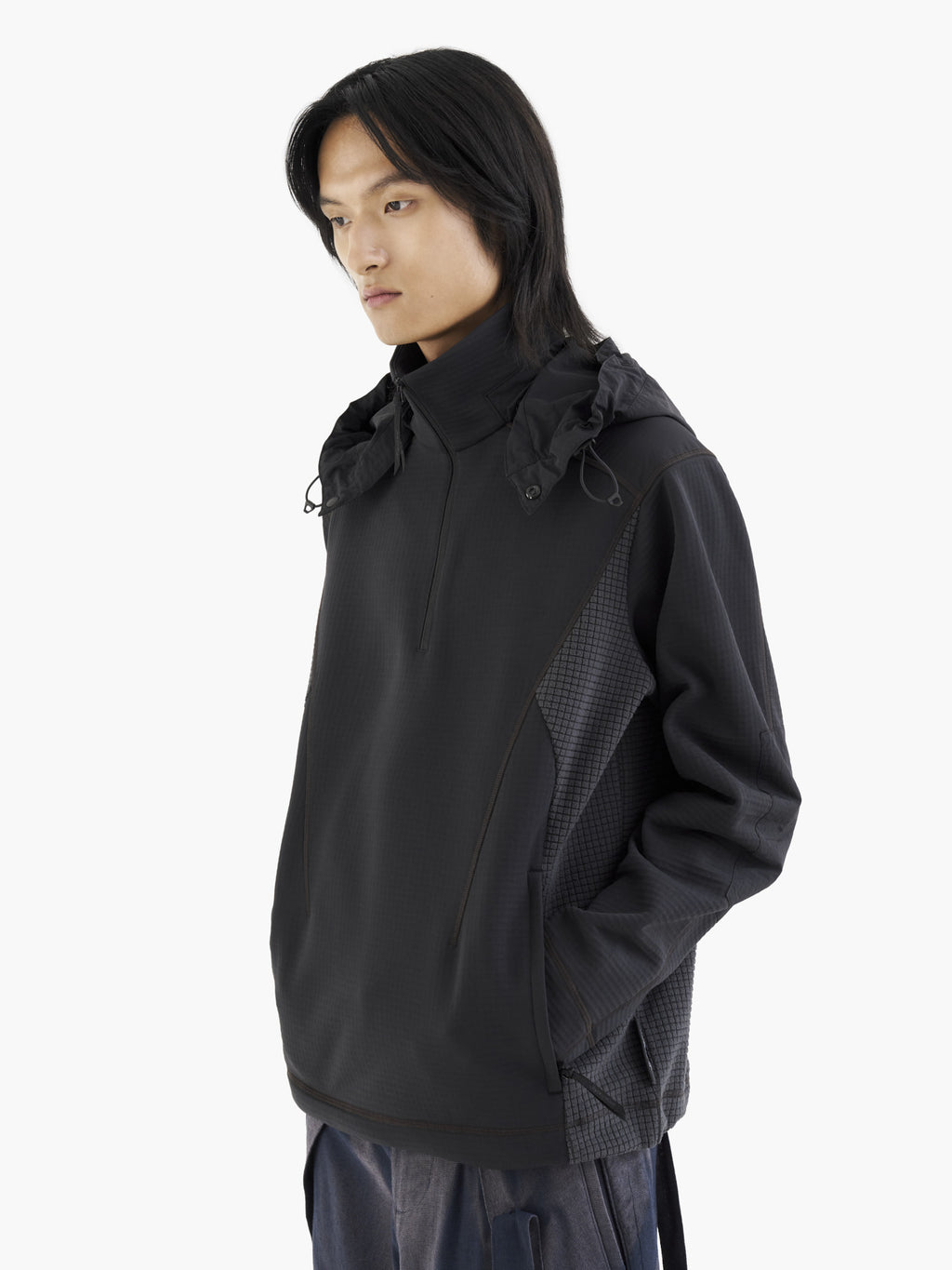 Jiyong Kim - Hooded Half Zip-Up (Black) product image 3 | TRAB K-Fashion Australia