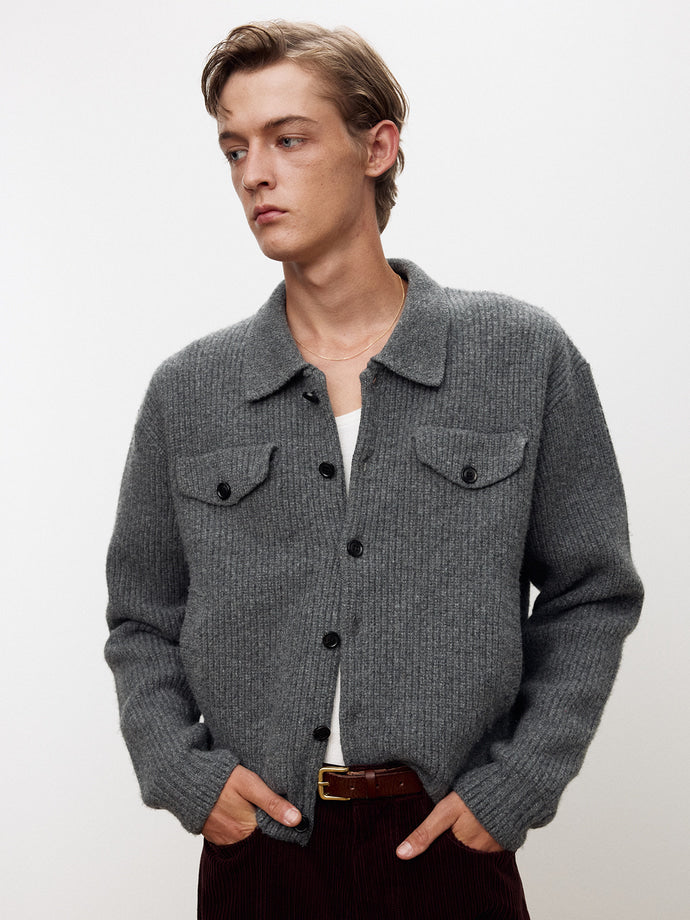 Tonywack - Wool And Cotton Knitted Trucker (Melange Grey) product image 2 | TRAB K-Fashion Australia