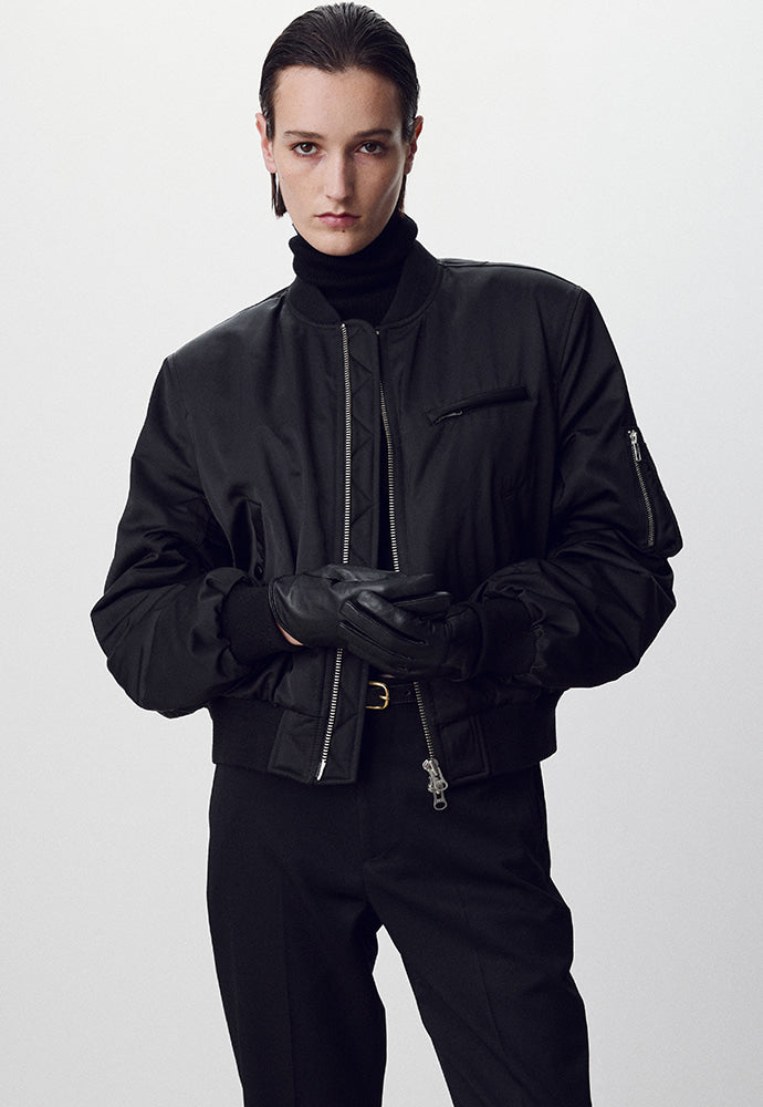 Tonywack - Recycled-Polyester Cropped Padded Bomber (Black) product image 1 | TRAB K-Fashion Australia