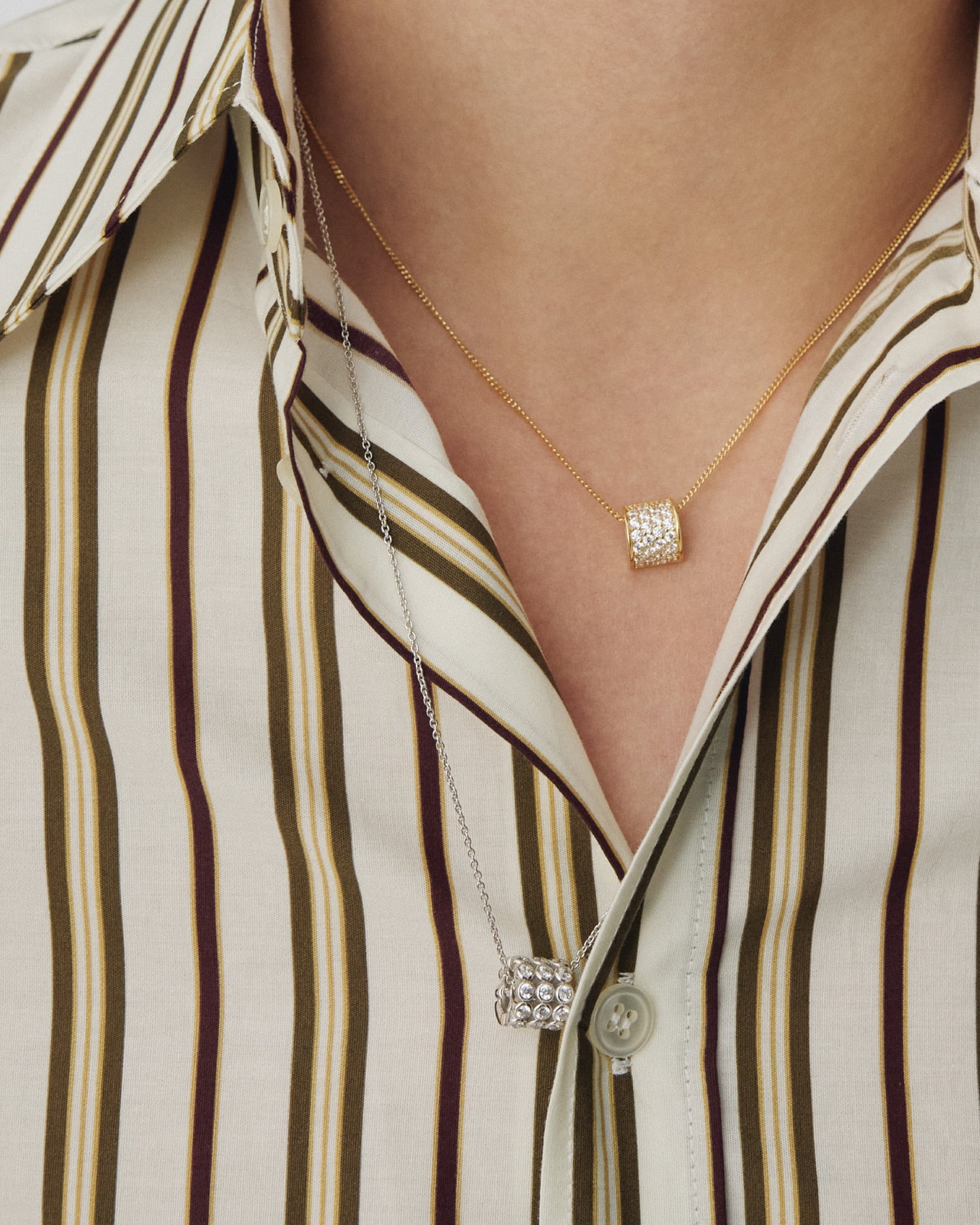Numbering - Bezel Stone Cylinder Pendant Necklace #3725 product image 5 | TRAB K-Fashion Australia