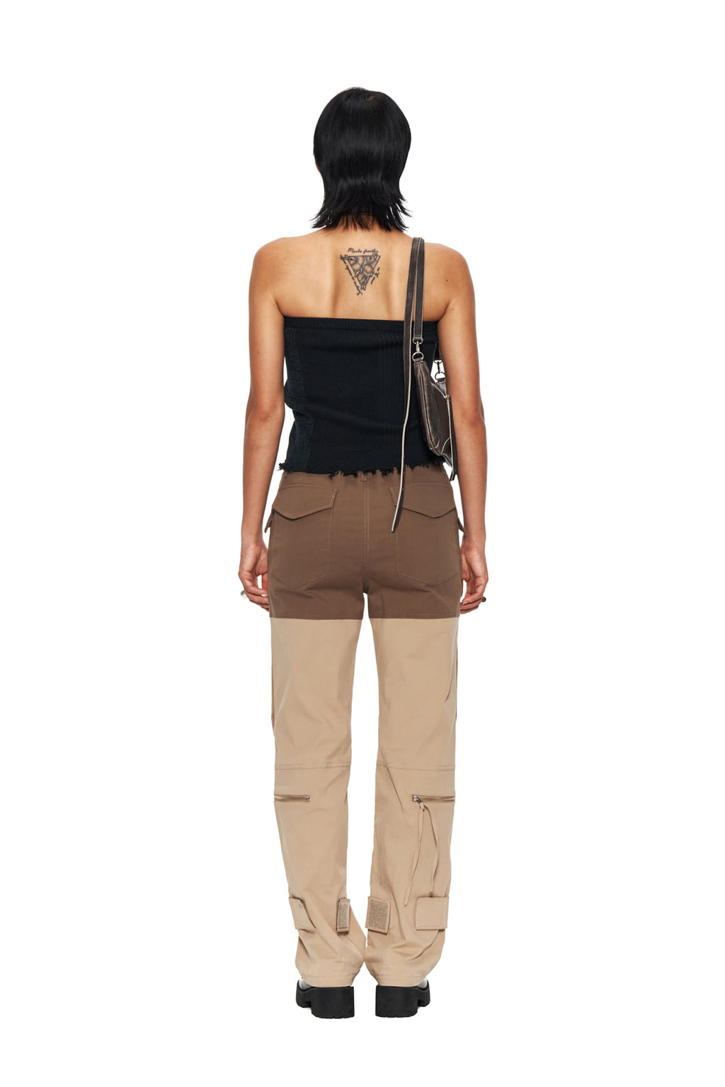 Matin Kim - Color Block Velcro Cargo Pants (Brown) product image 7 | TRAB K-Fashion Australia