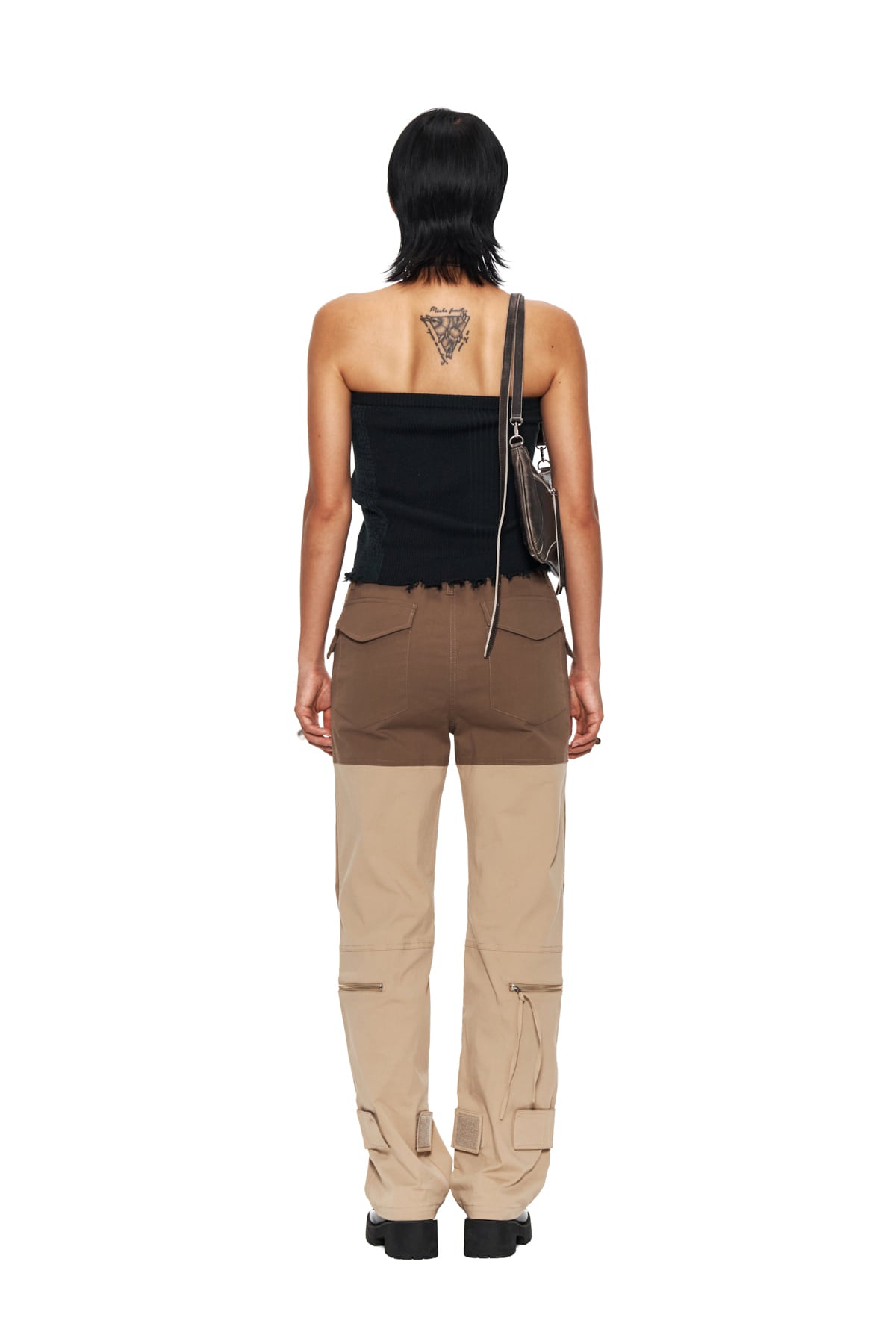Matin Kim - Color Block Velcro Cargo Pants (Brown) product image 7 | TRAB K-Fashion Australia