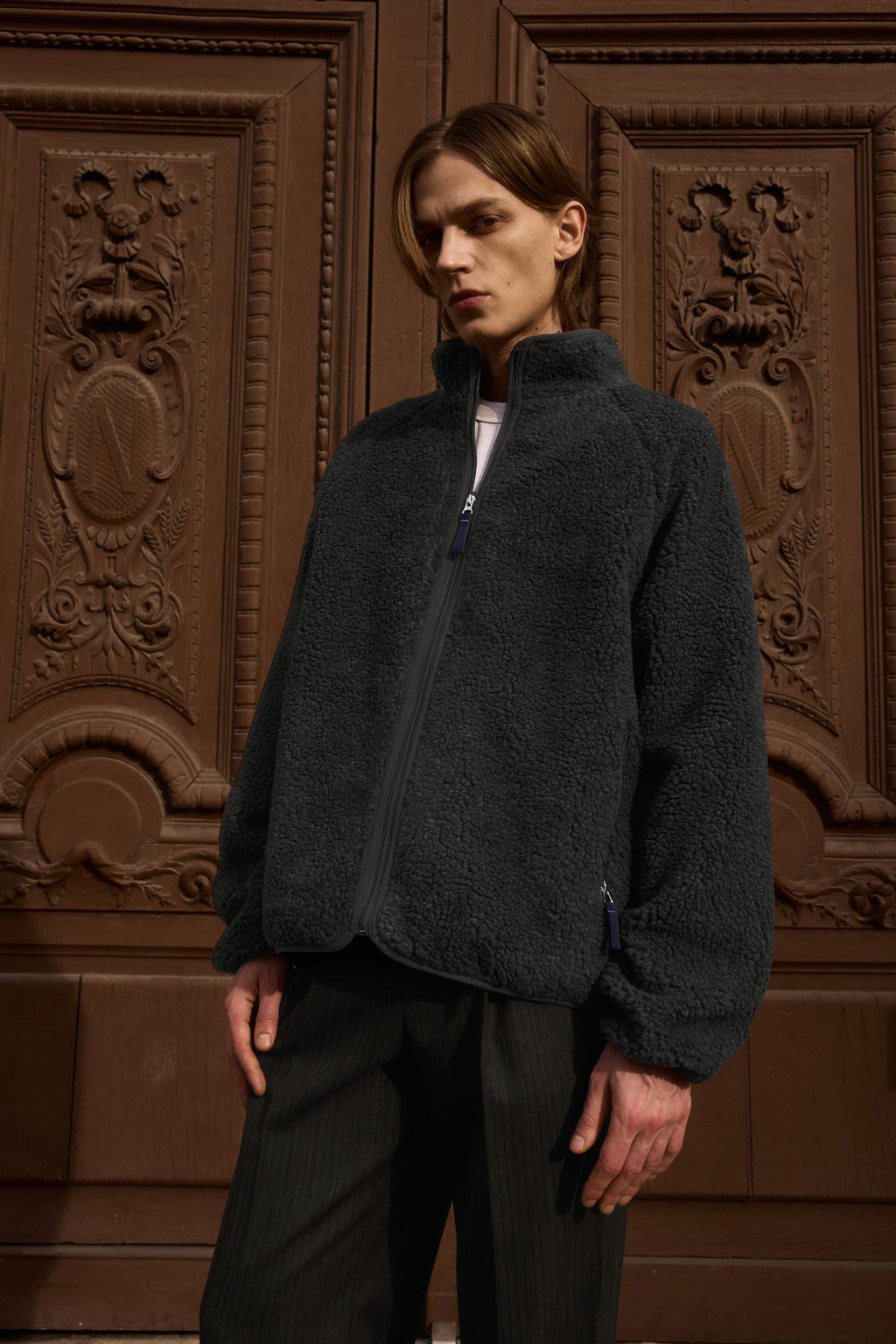 STU - Fleece Zip-Up Jacket In (Charcoal) product image 9 | TRAB K-Fashion Australia