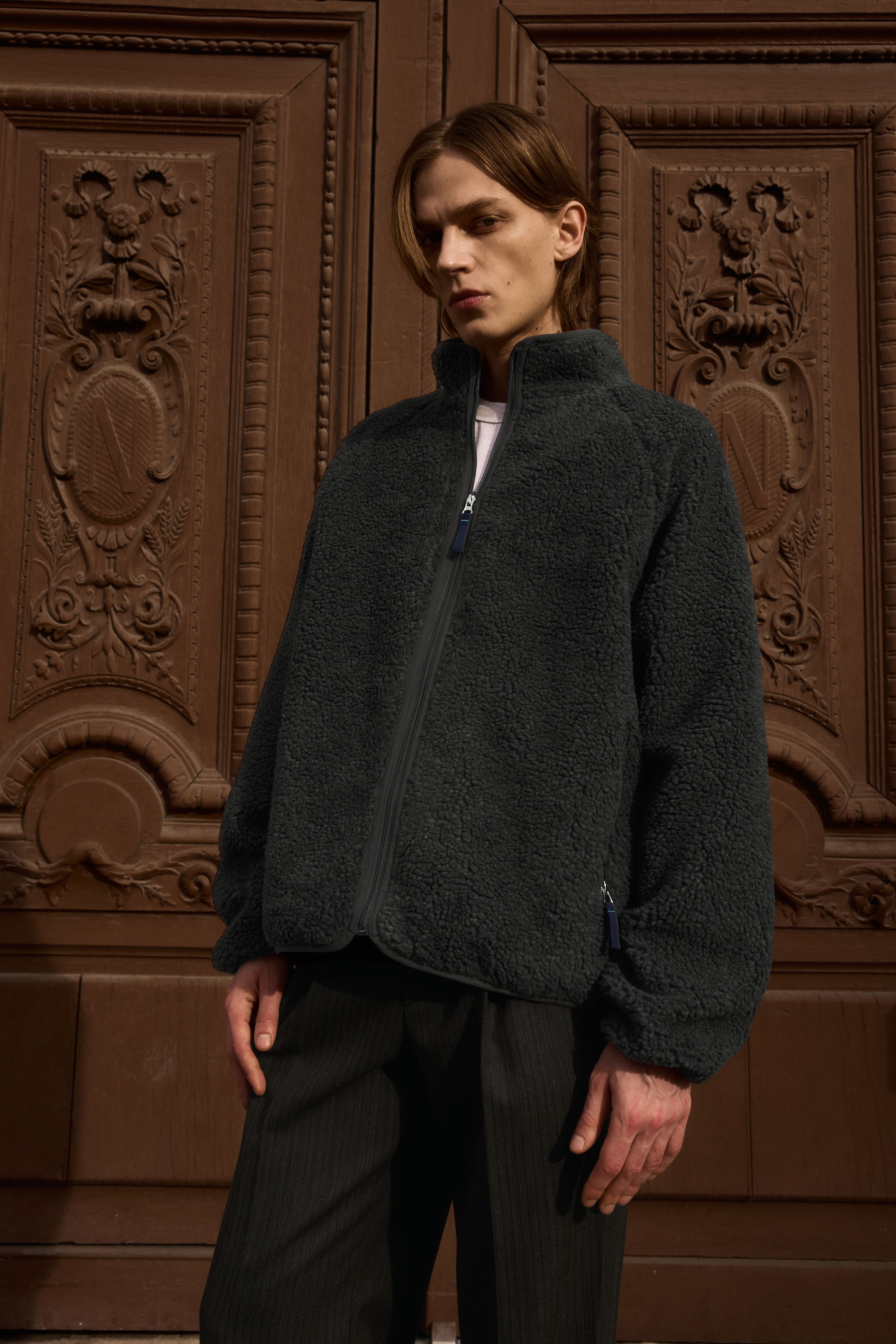 STU - Fleece Zip-Up Jacket In (Charcoal) product image 9 | TRAB K-Fashion Australia