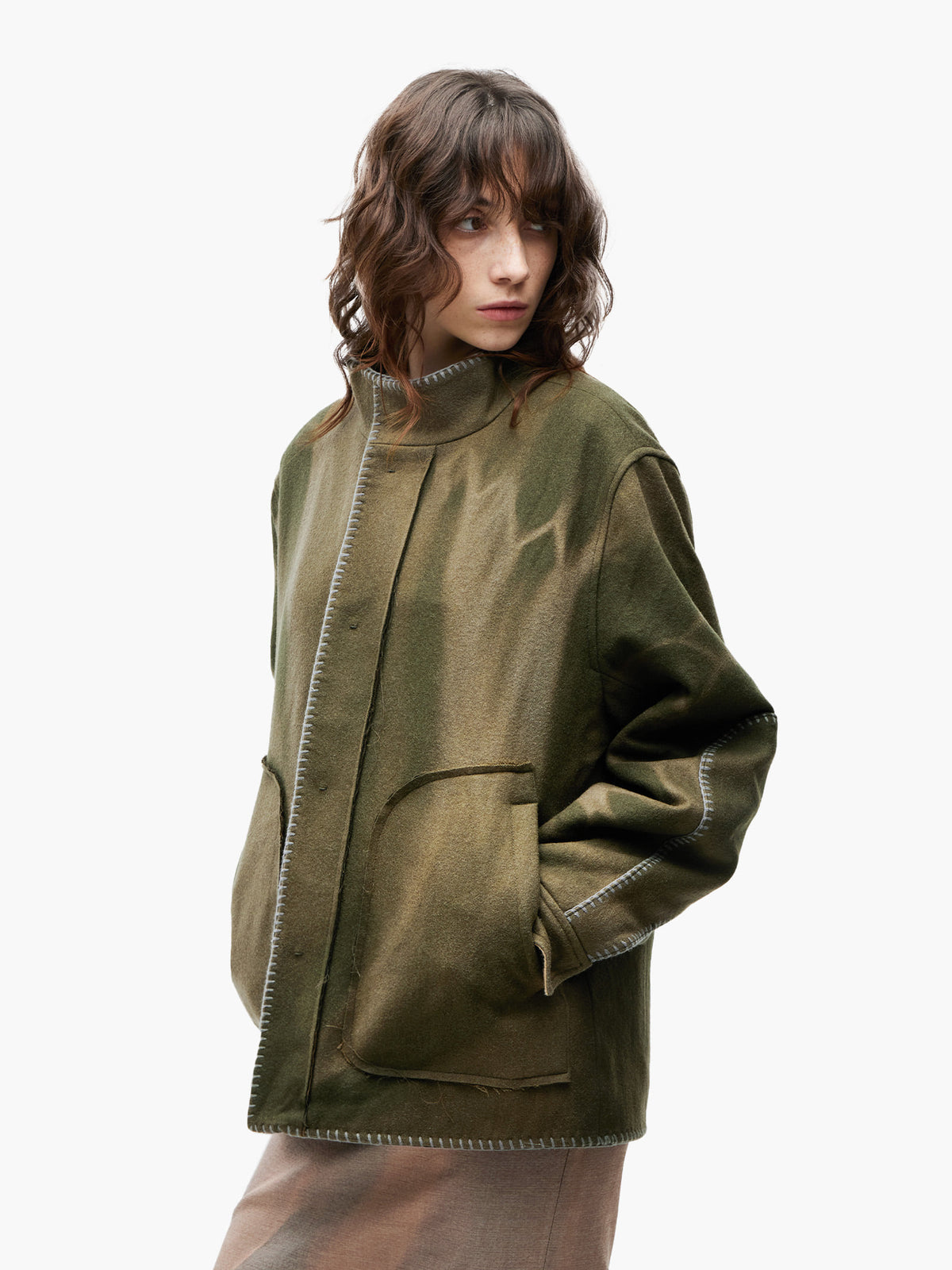 Jiyong Kim - Sun-Bleached Blanket Jacket (Green) product image 4 | TRAB K-Fashion Australia