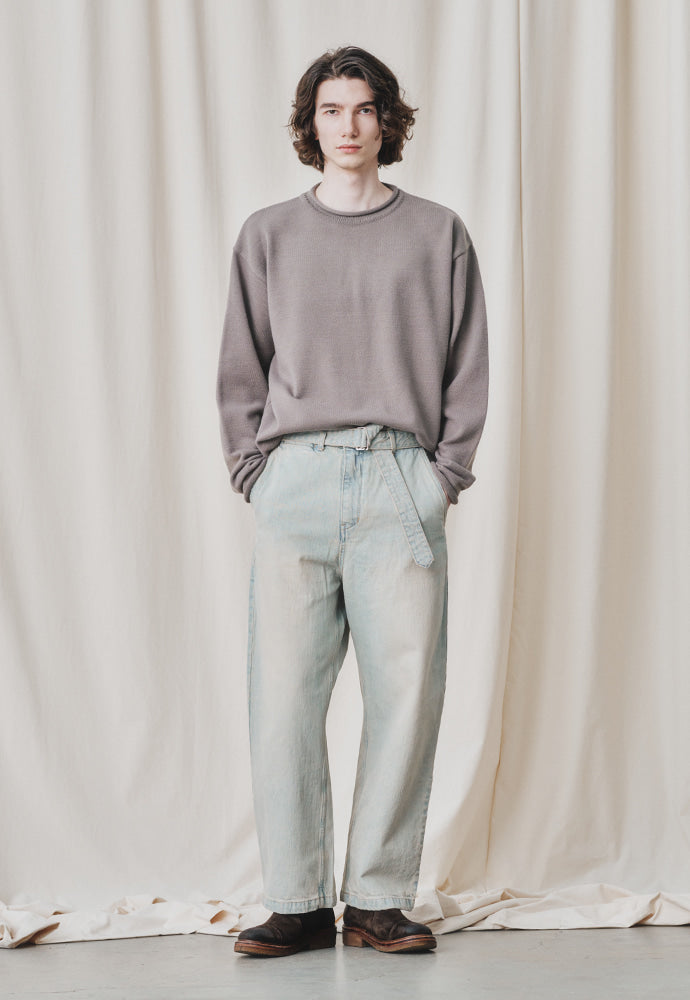 Art if acts - Belted Wide Denim Pants (Bleached Indigo) product image 2 | TRAB K-Fashion Australia