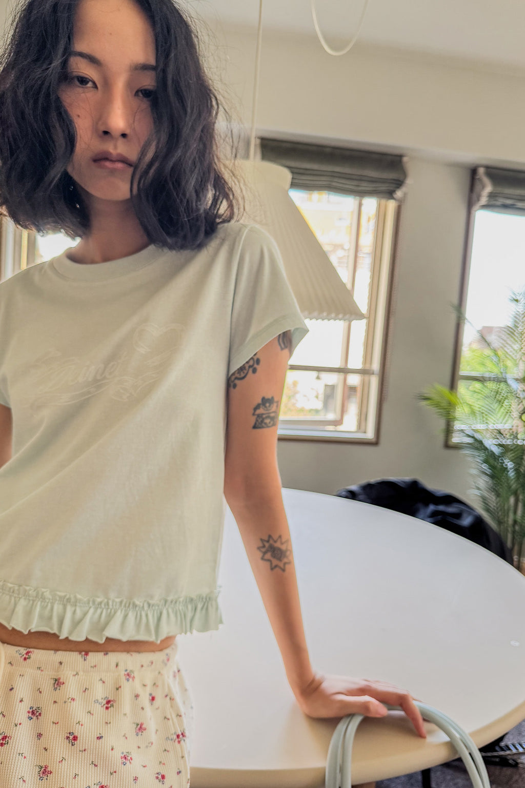 Deinet - Ruffle Washed T-Shirt (Mint) product image 7 | TRAB K-Fashion Australia
