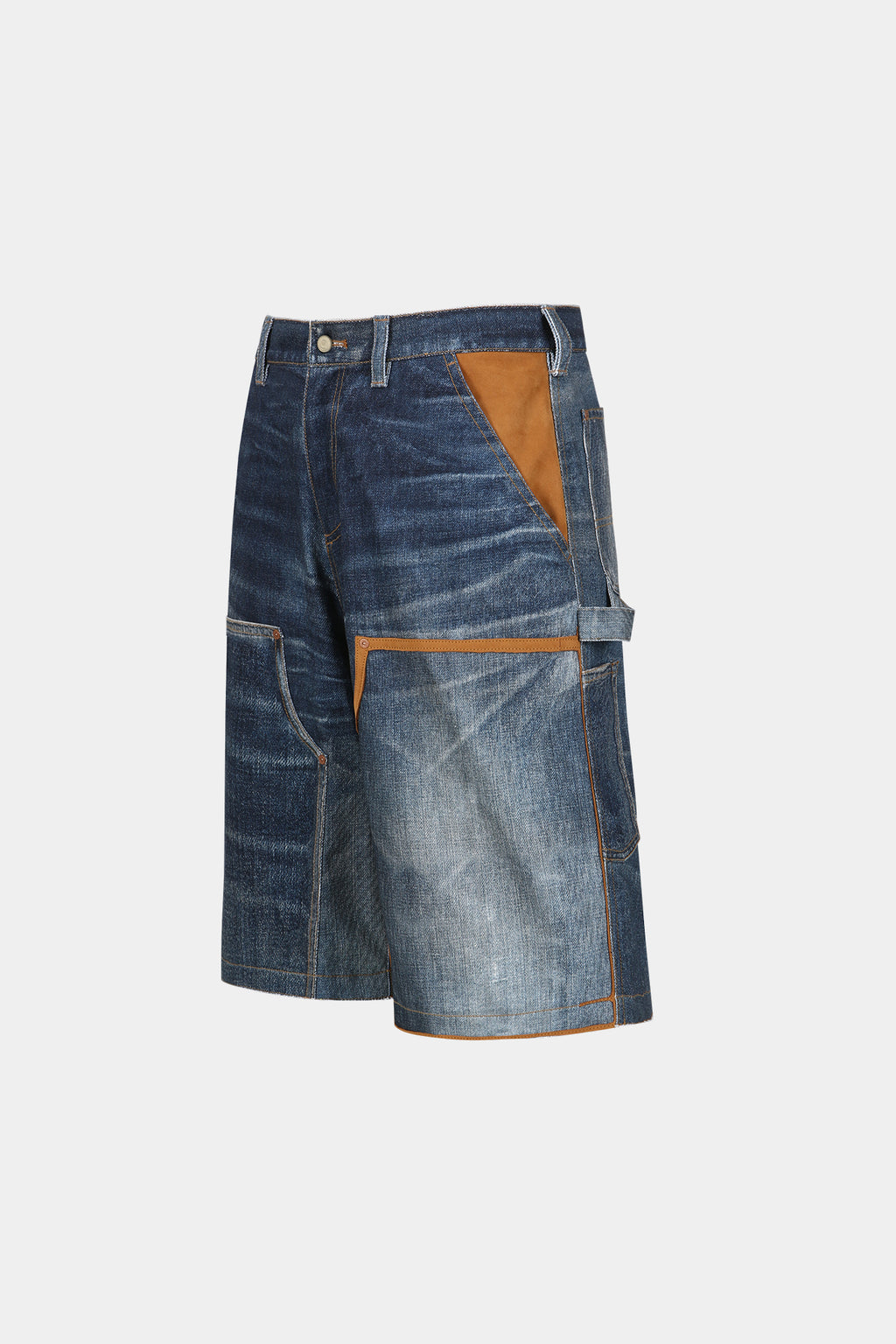Andersson Bell - Unisex Denim Trompe L`oeil Double Knee Shorts (Blue) product image 10 | TRAB K-Fashion Australia