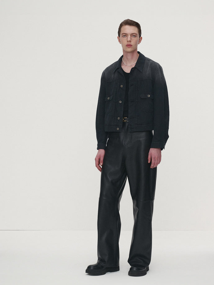 Tonywack - Cotton Linen Garment-Dyed Trucker Jacket (Faded Black) product image 2 | TRAB K-Fashion Australia