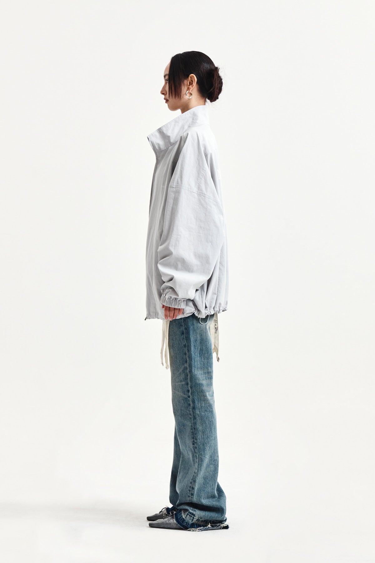 Matin Kim - Back Logo High Neck Jumper (Light Grey) product image 7 | TRAB K-Fashion Australia