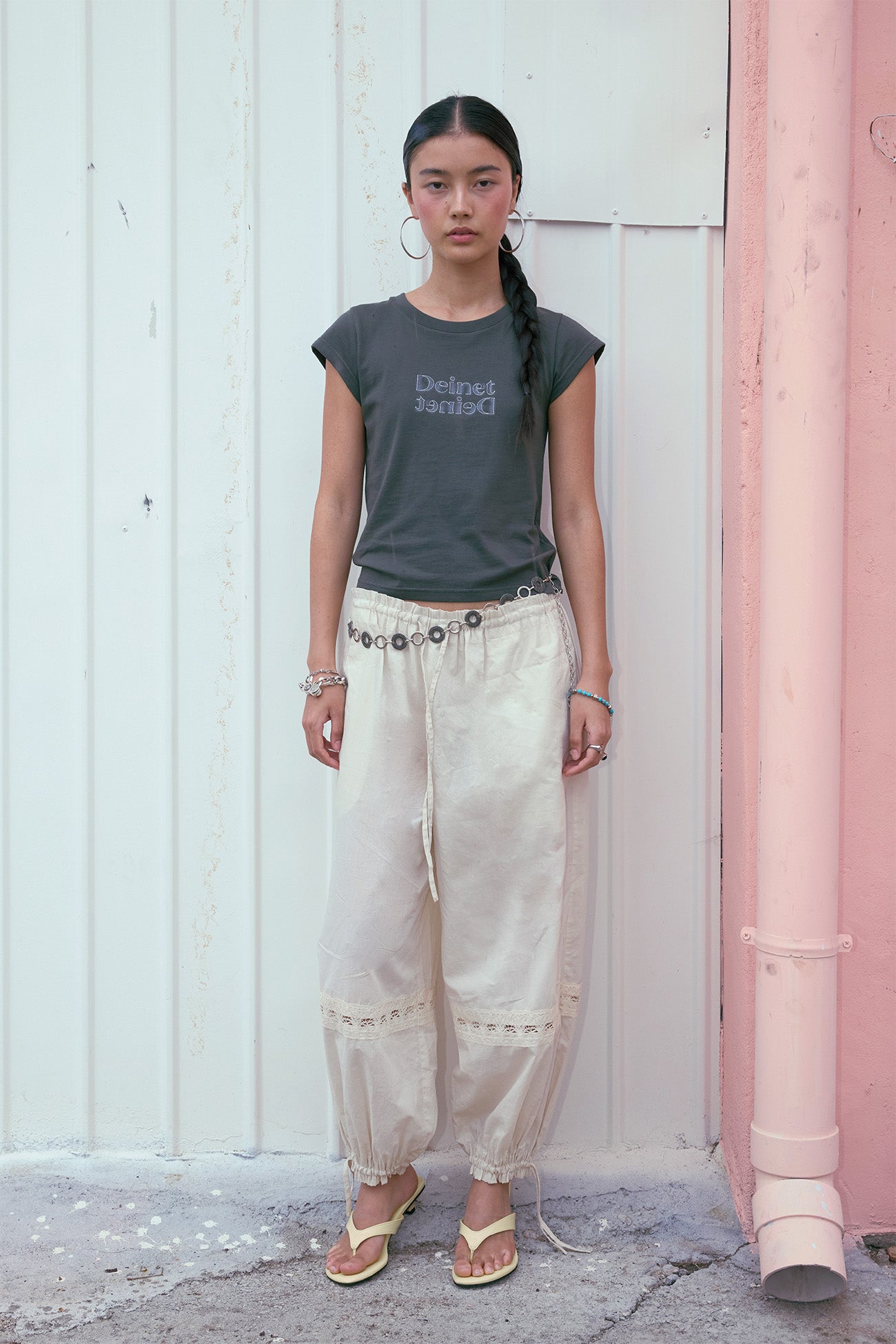 Deinet - Brushed Stitch Point Petit T-Shirt (Charcoal) product image 1 | TRAB K-Fashion Australia