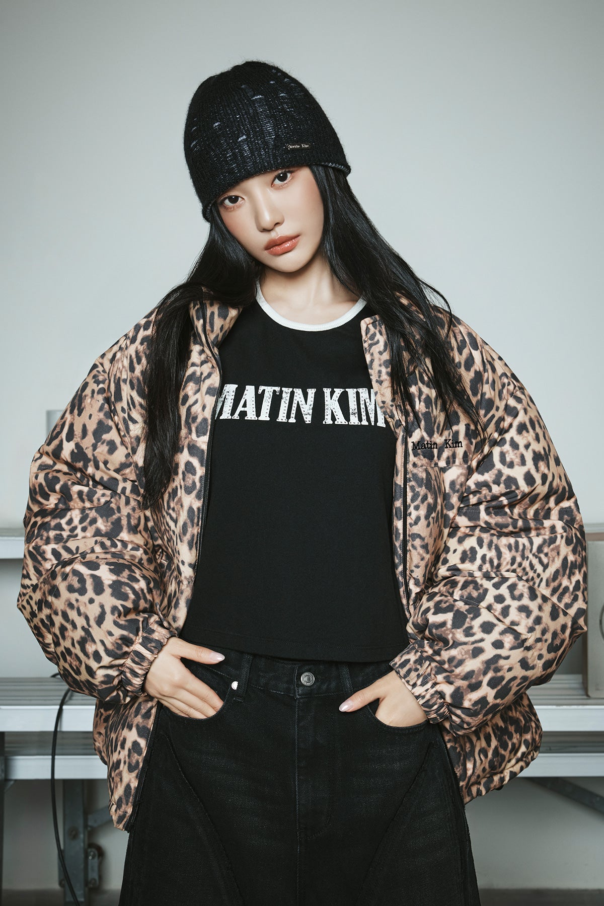 Matin Kim - Leopard Down Jumper (Mix) product image 1 | TRAB K-Fashion Australia