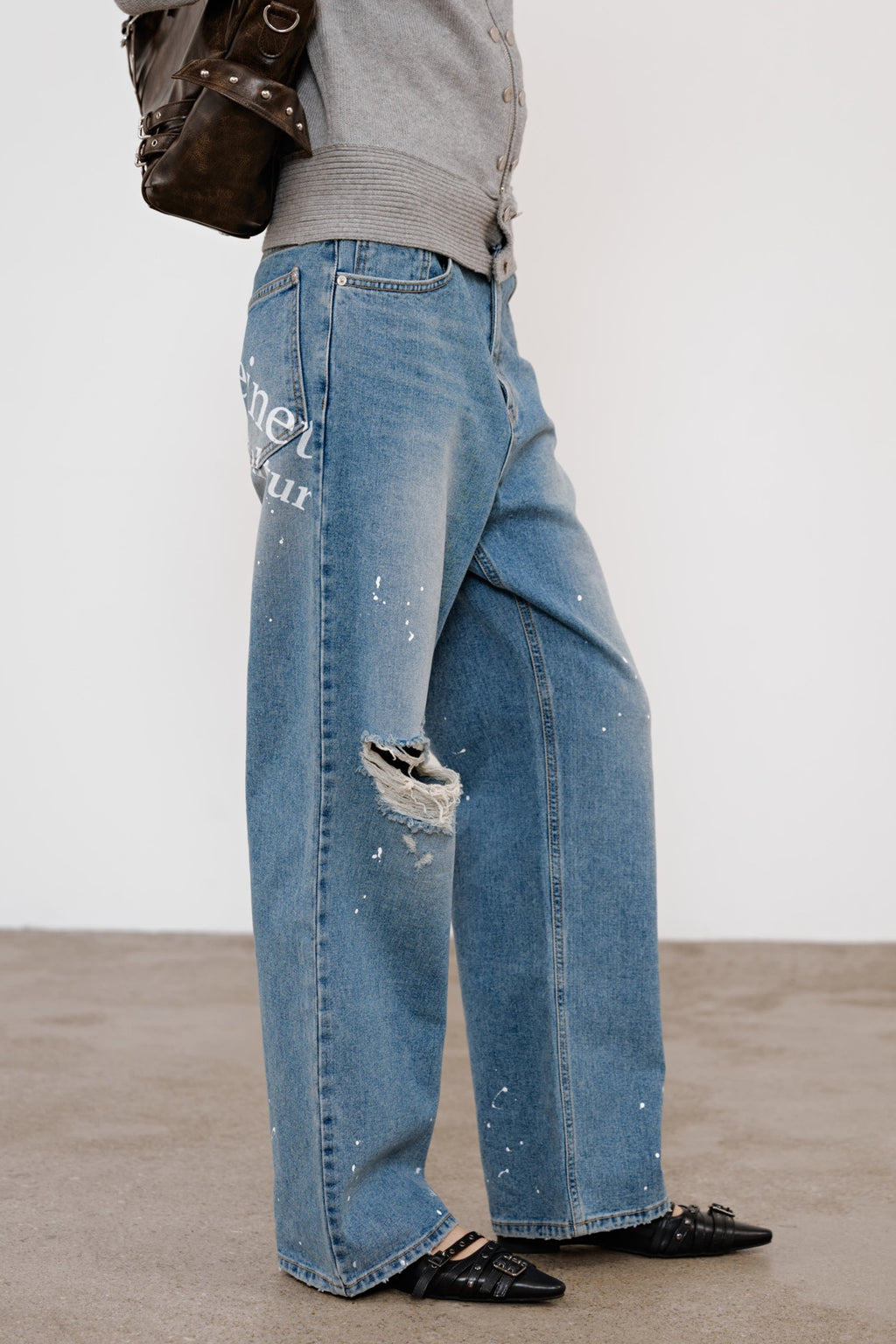 Deinet - Painted Logo Point Jeans (Blue) product image 10 | TRAB K-Fashion Australia