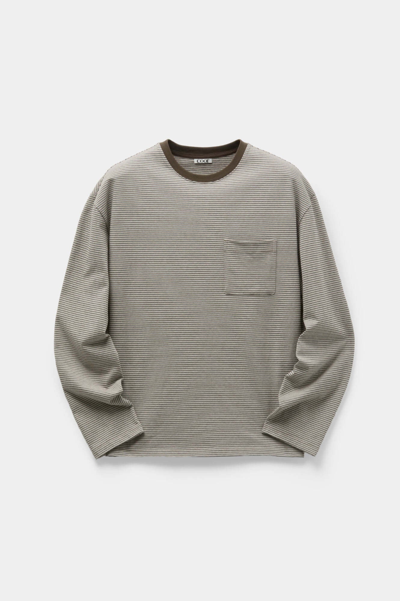 Coor - Multi Pin Stripe Pocket T-Shirt (Beige) product image 1 | TRAB K-Fashion Australia