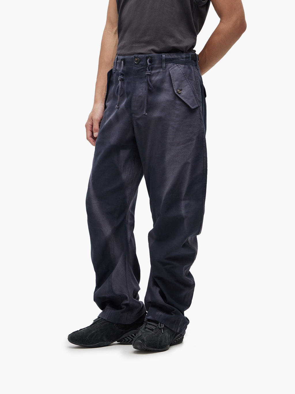 Jiyong Kim - Sun-Bleached Twisted Trousers (Navy) product image 4 | TRAB K-Fashion Australia