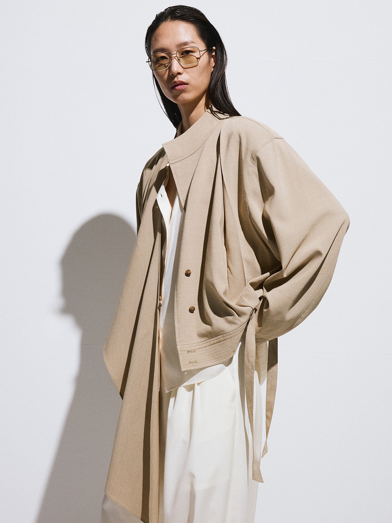 Recto - Draped Scarf Detail Jumper (Sand Beige) product image 4 | TRAB K-Fashion Australia