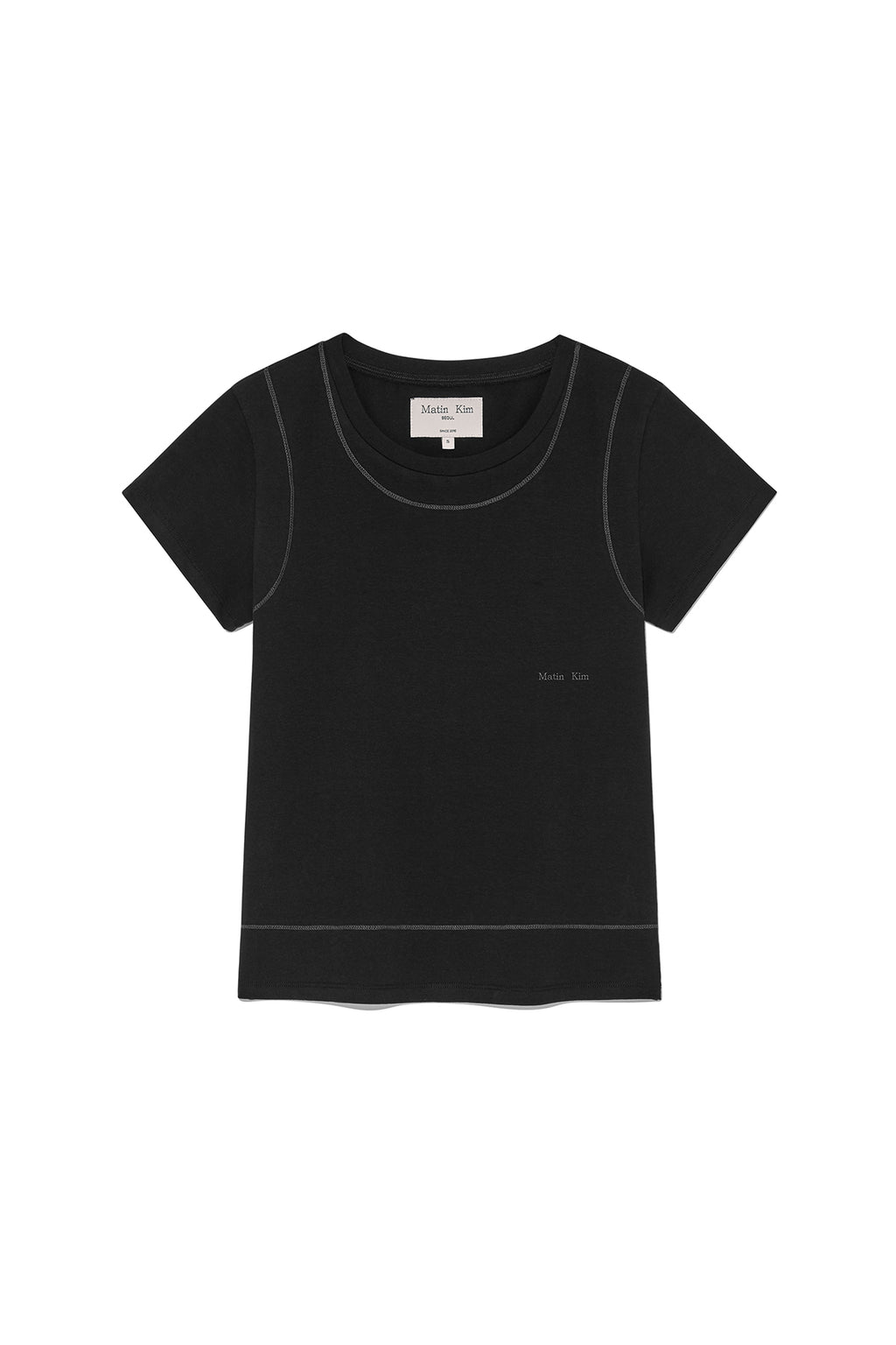 Matin Kim - Stitch Point Small Logo Top (Black) product image 1 | TRAB K-Fashion Australia