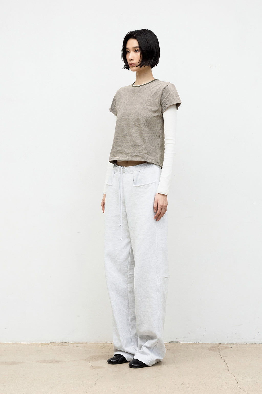 Coor - Striped Crop T-Shirt (Olive Wrap) product image 3 | TRAB K-Fashion Australia