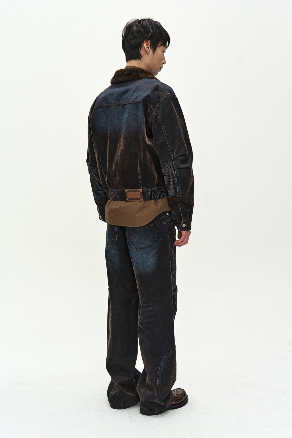 Andersson Bell - Unisex Rodeo Biker Wide-Leg Jeans (brown/blue) (Brown/Blue) product image 9 | TRAB K-Fashion Australia