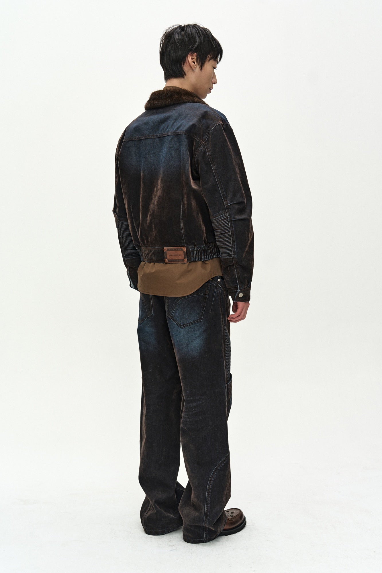 Andersson Bell - Unisex Rodeo Biker Wide-Leg Jeans (brown/blue) (Brown/Blue) product image 9 | TRAB K-Fashion Australia