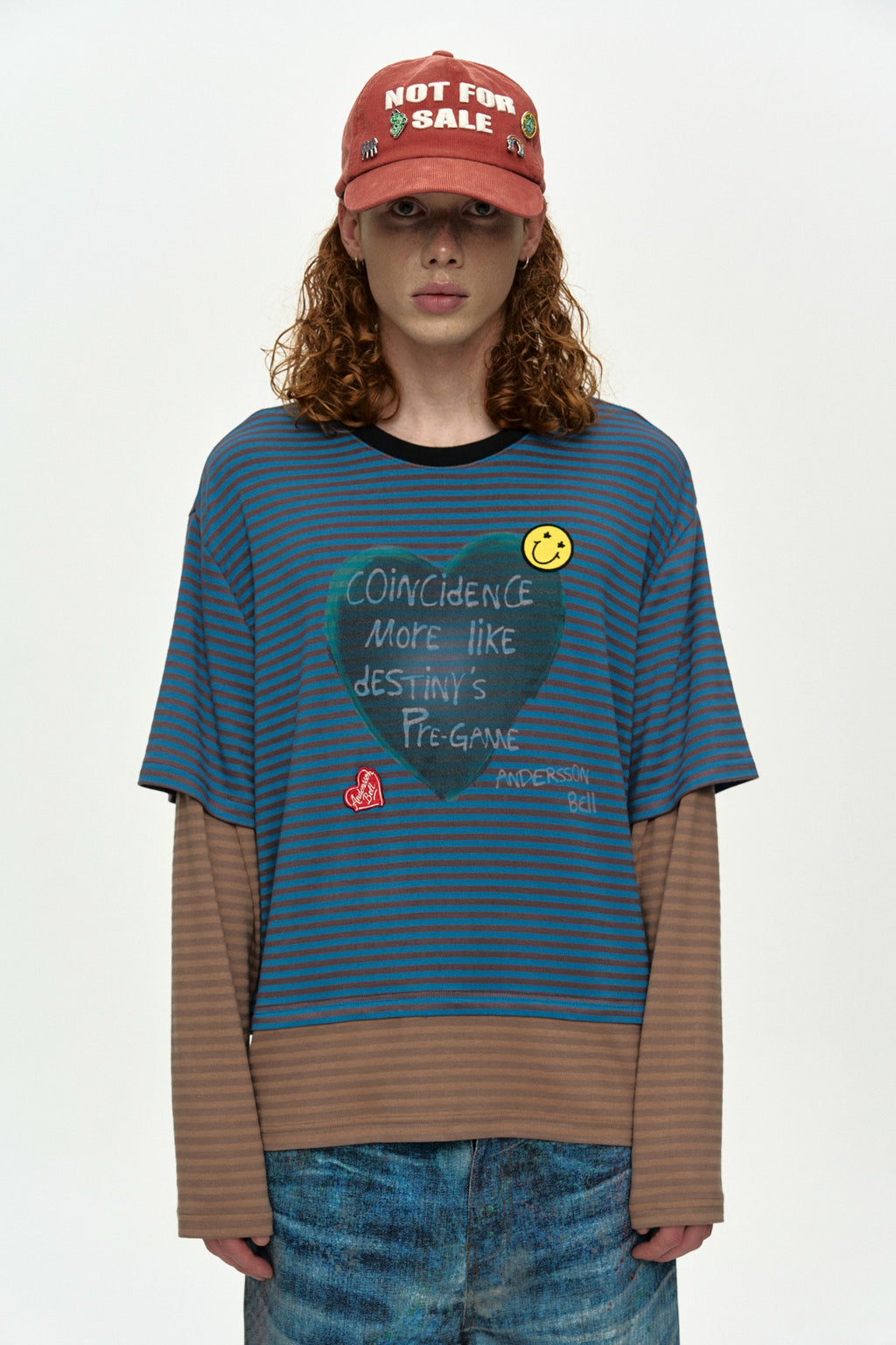Andersson Bell - (essential) Heart Message Stripe Layered L/s T-Shirt (Essential) product image 1 | TRAB K-Fashion Australia