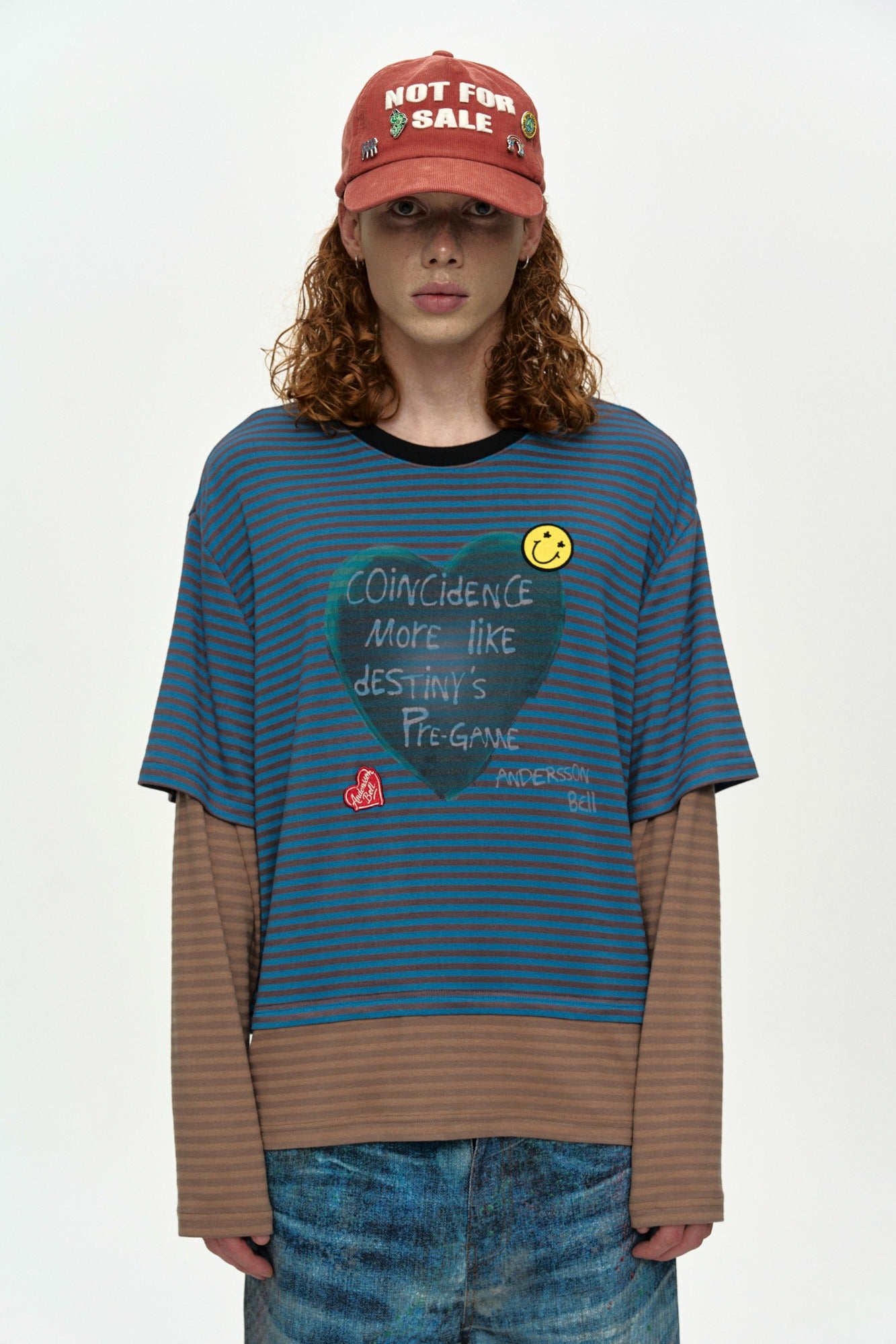 Andersson Bell - (essential) Heart Message Stripe Layered L/s T-Shirt (Essential) product image 1 | TRAB K-Fashion Australia