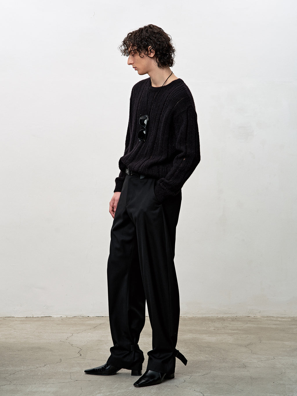 Tonywack - Kid Mohair Distressed Ribbed Sweater (Black) product image 2 | TRAB K-Fashion Australia