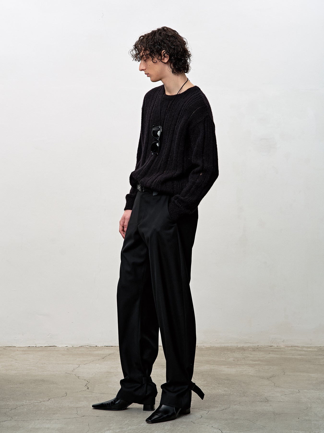 Tonywack - Kid Mohair Distressed Ribbed Sweater (Black) product image 2 | TRAB K-Fashion Australia