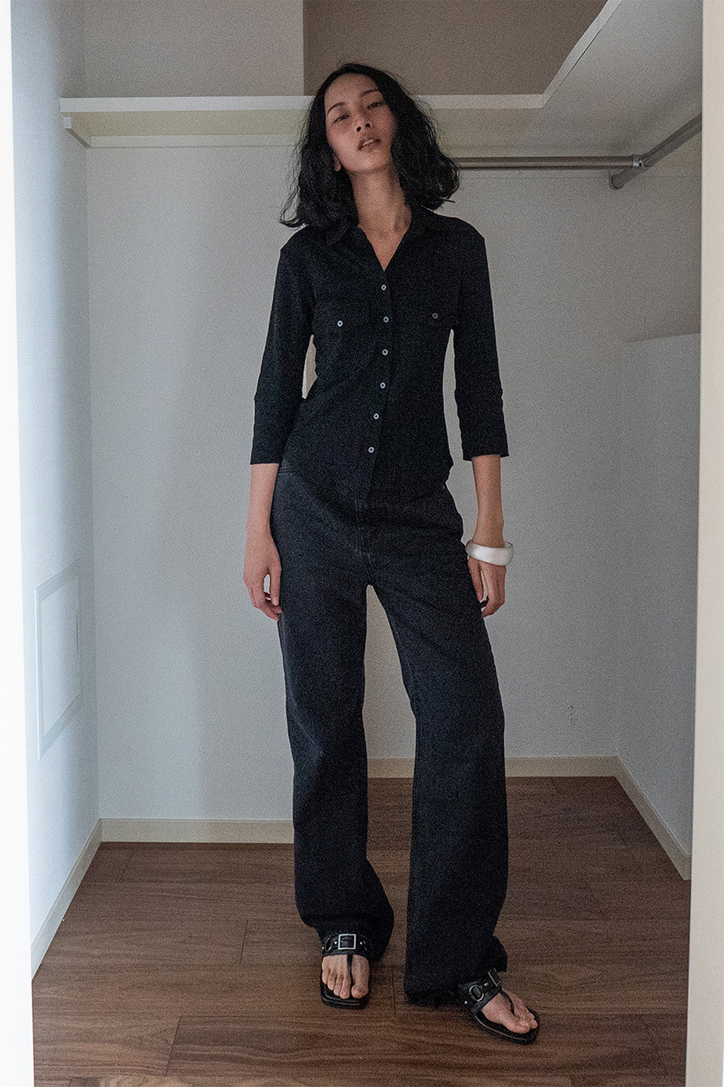 Deinet - Button Collar T-Shirt (Black) product image 5 | TRAB K-Fashion Australia