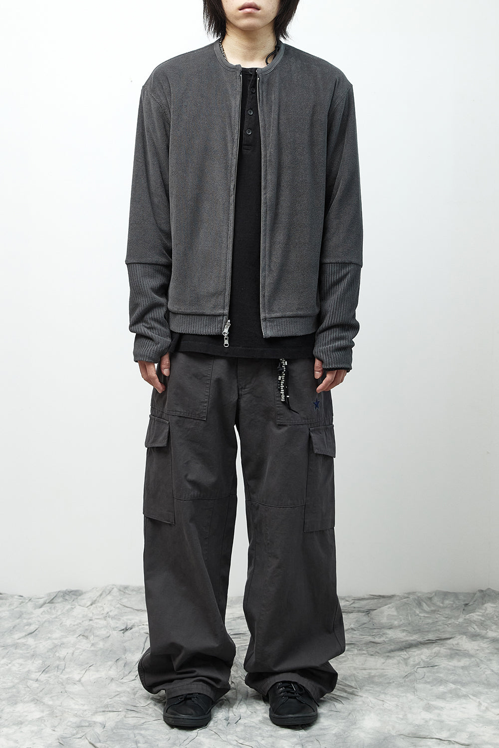 Hatchingroom - Reversible Layer Cardigan (Charcoal) product image 12 | TRAB K-Fashion Australia