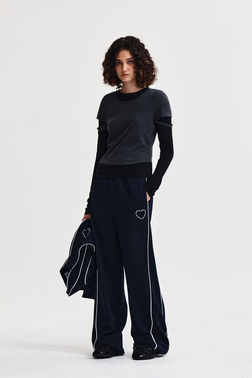 Matin Kim - Layered Point Slim Top (Charcoal) product image 8 | TRAB K-Fashion Australia