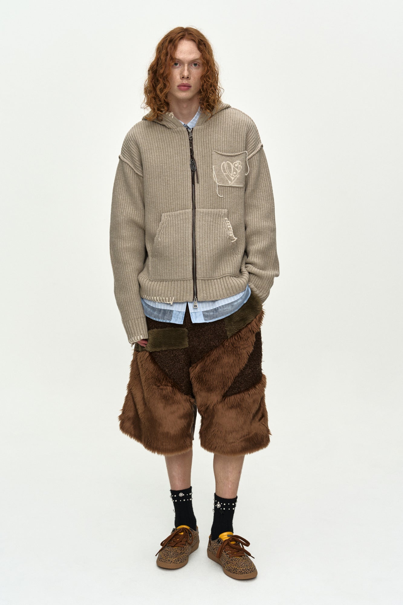 Andersson Bell - Unisex Heart Logo Hood Zip-Up Sweater (Beige) product image 7 | TRAB K-Fashion Australia