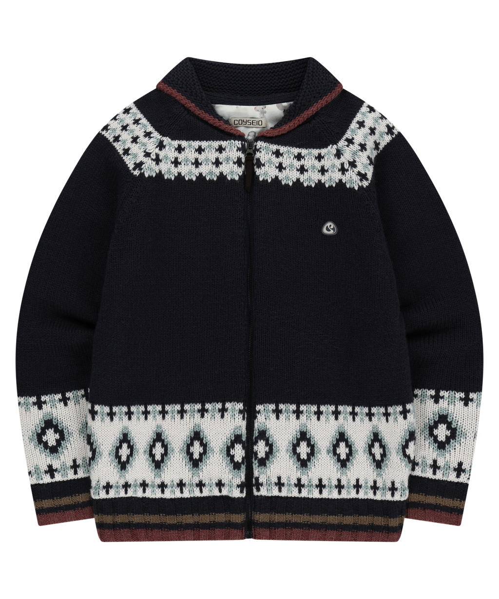Coyseio - Mossy Cowichan Knit Jacket (Navy) product image 1 | TRAB K-Fashion Australia