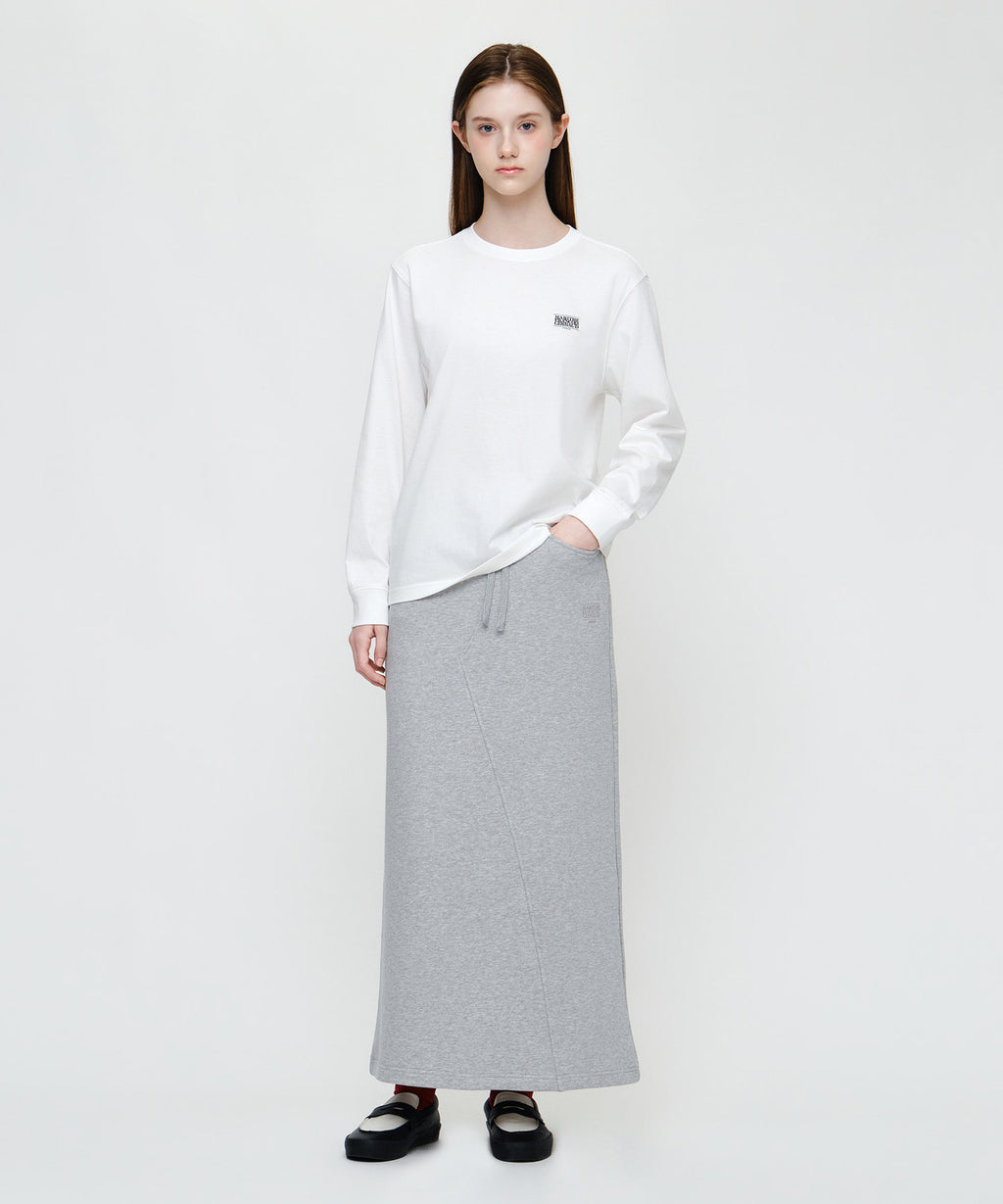 Marithe & Francois Girbaud - Classic Logo Long Sweat Skirt (Heather Gray) product image 4 | TRAB K-Fashion Australia
