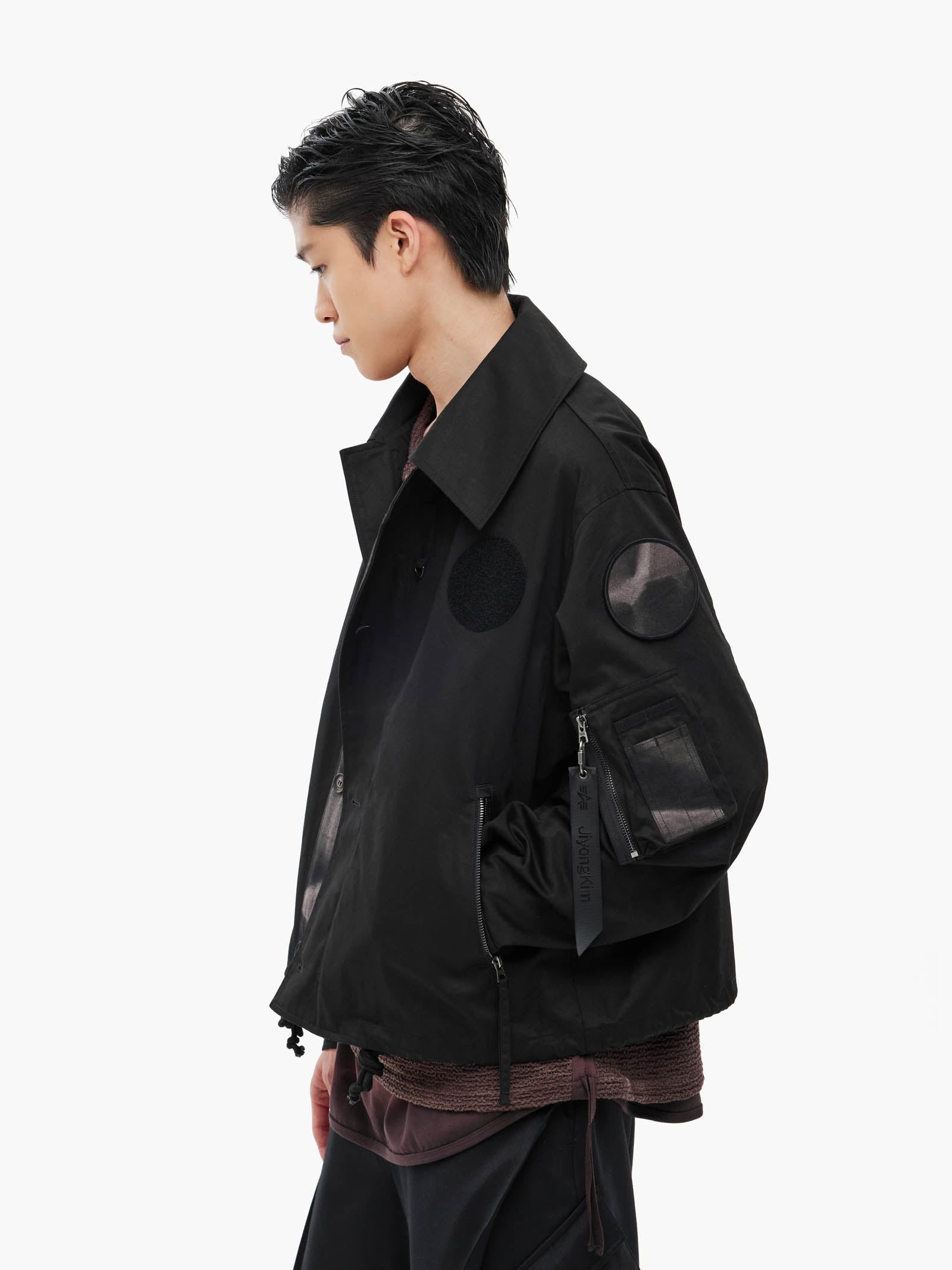 Jiyong Kim - Sun-Bleached Wide Collar Jacket (Black) product image 4 | TRAB K-Fashion Australia