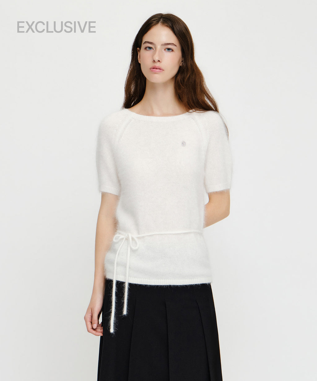 Marithe & Francois Girbaud - Premium Angora Boat Neck Half Knit (Ivory) product image 1 | TRAB K-Fashion Australia