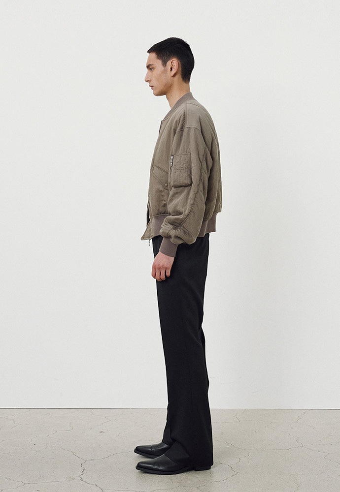 Tonywack - Silk Blend Brushed Bomber Jacket (Pale Olive) product image 4 | TRAB K-Fashion Australia