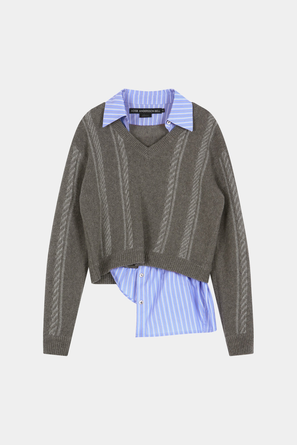 Andersson Bell - Shirt Insert V-Neck Sweater (Grey/Blue) product image 9 | TRAB K-Fashion Australia