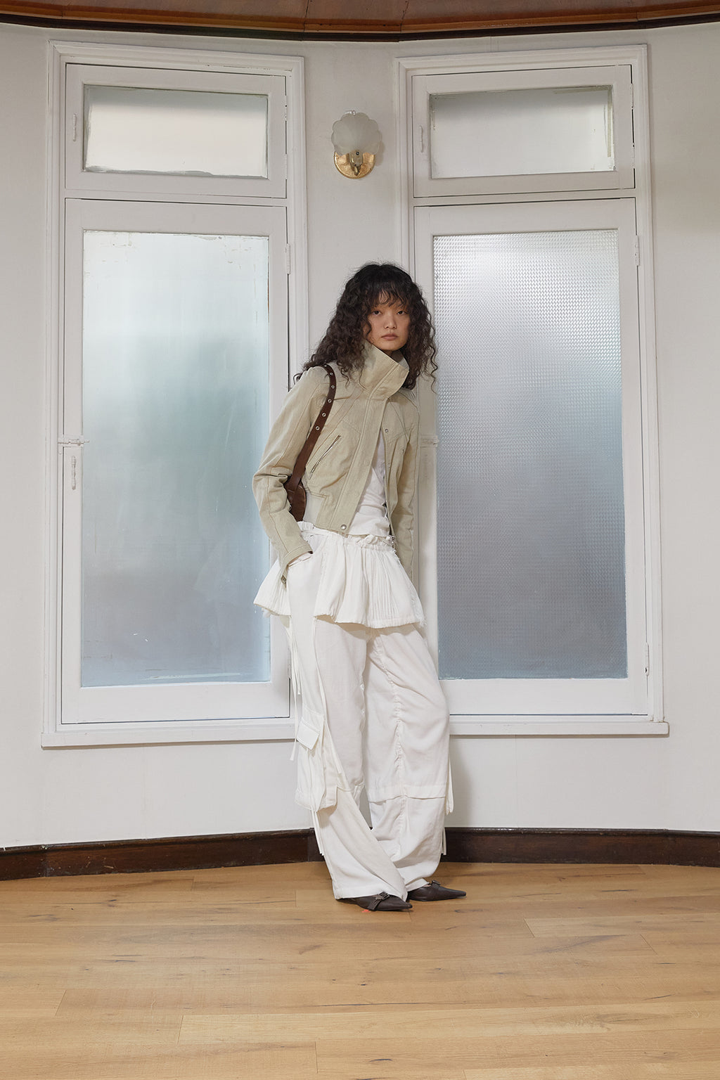 Matin Kim - Rough Patchwork Layered Skirt (White) product image 10 | TRAB K-Fashion Australia