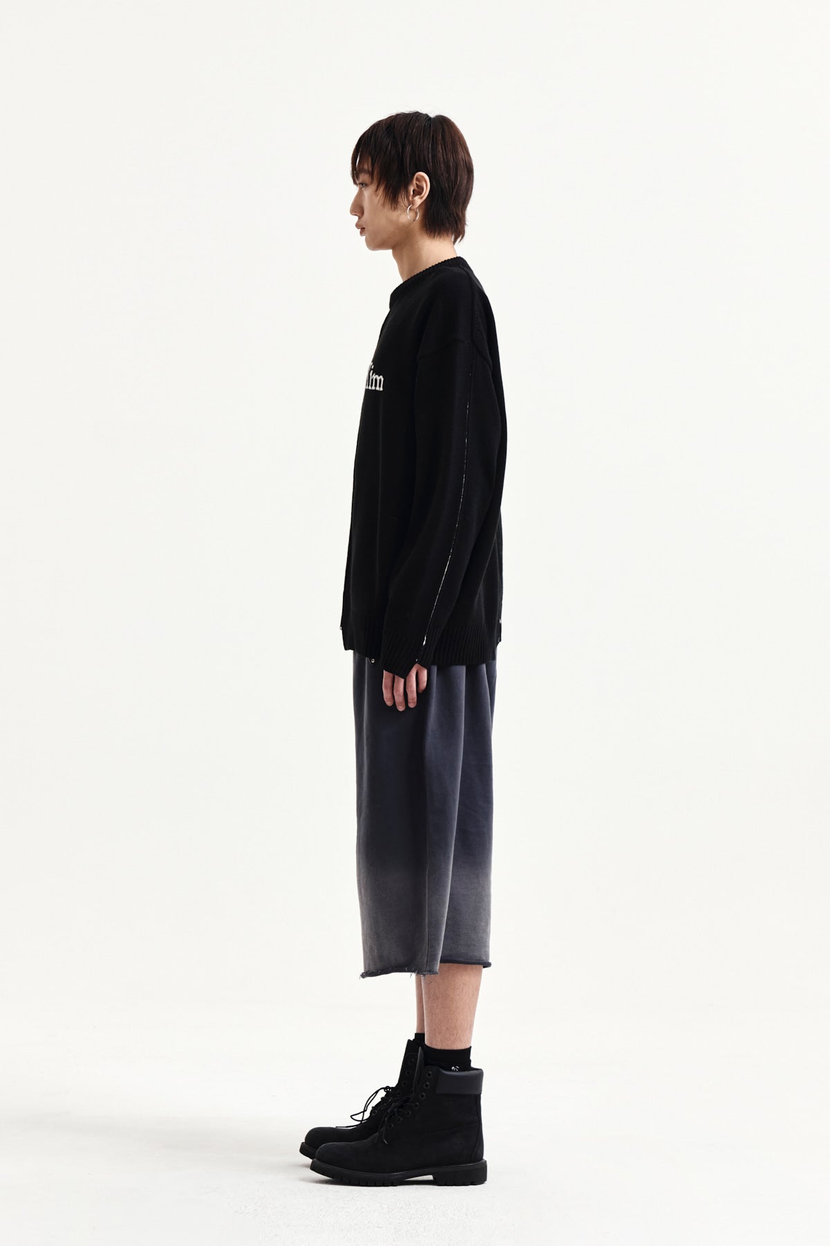 Matin Kim - Asymmetric Logo Knit Pullover (Black) product image 11 | TRAB K-Fashion Australia