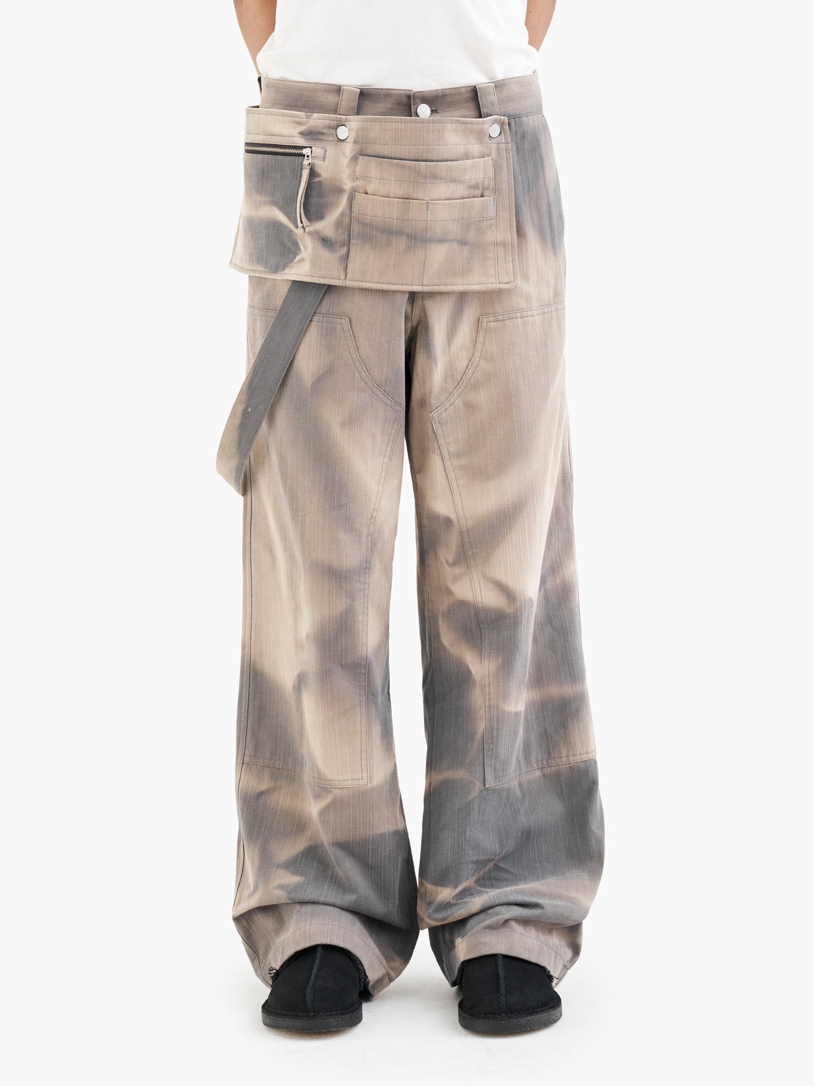 Jiyong Kim - Sun-Bleached Double Knee Trousers (Grey) product image 5 | TRAB K-Fashion Australia