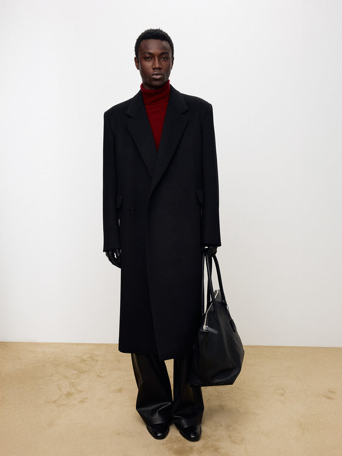 Tonywack - Wool And Cashmere Tailored Wrap Coat (Black) product image 6 | TRAB K-Fashion Australia