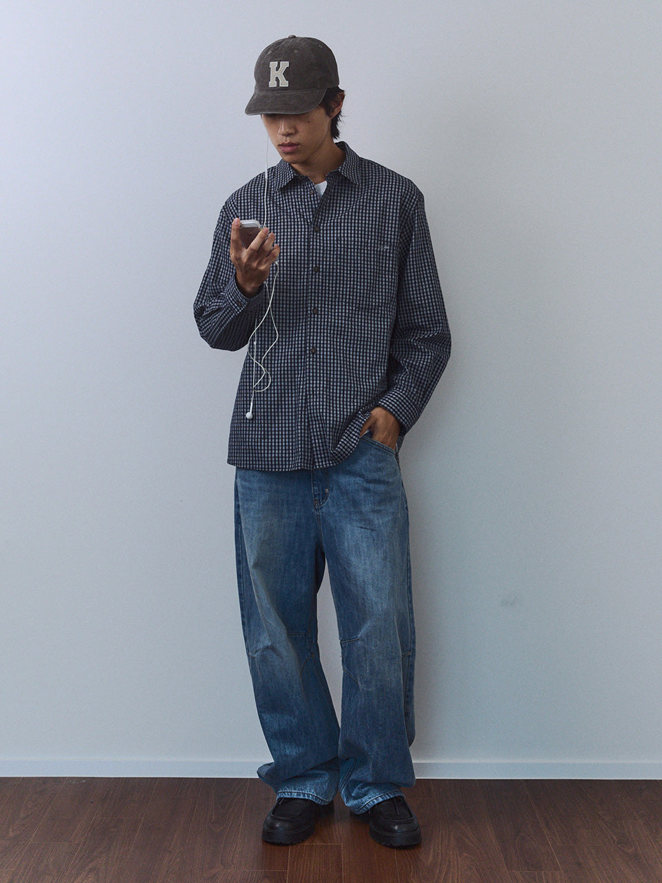 Kijun - Ivy Classic Check Shirt (Navy) product image 4 | TRAB K-Fashion Australia