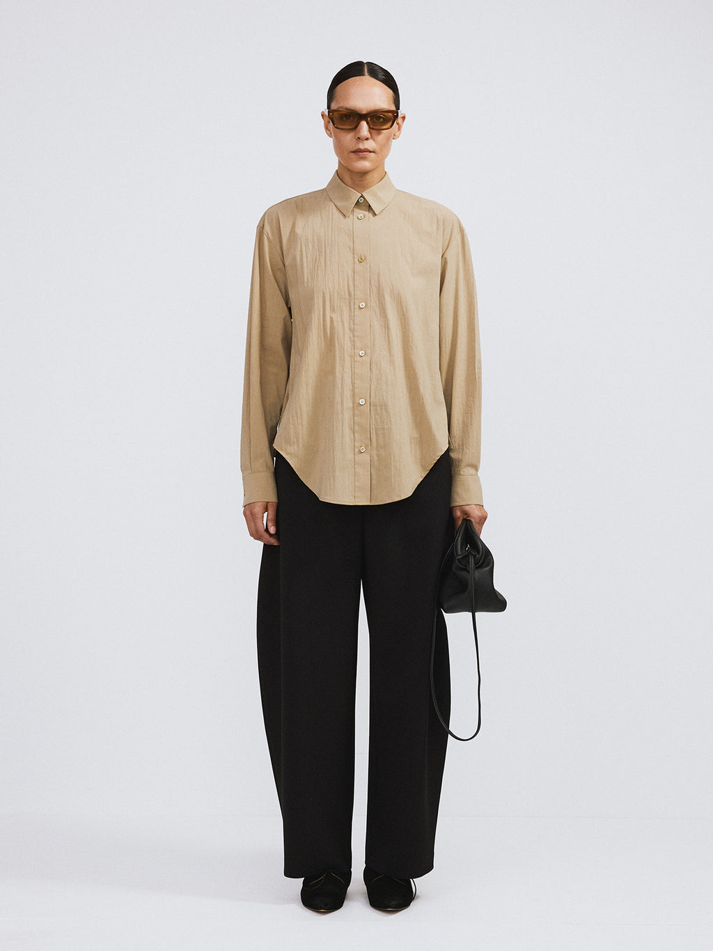 Recto - Open Back Draped Shirt (Khaki Beige) product image 2 | TRAB K-Fashion Australia