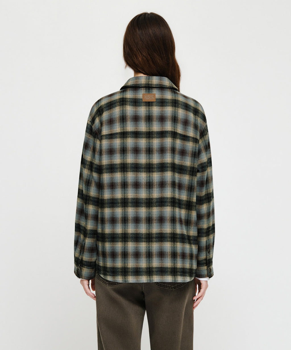 Marithe & Francois Girbaud - Micro Classic Logo Flannel Check Shirt Padded Jacket (Brown) product image 3 | TRAB K-Fashion Australia