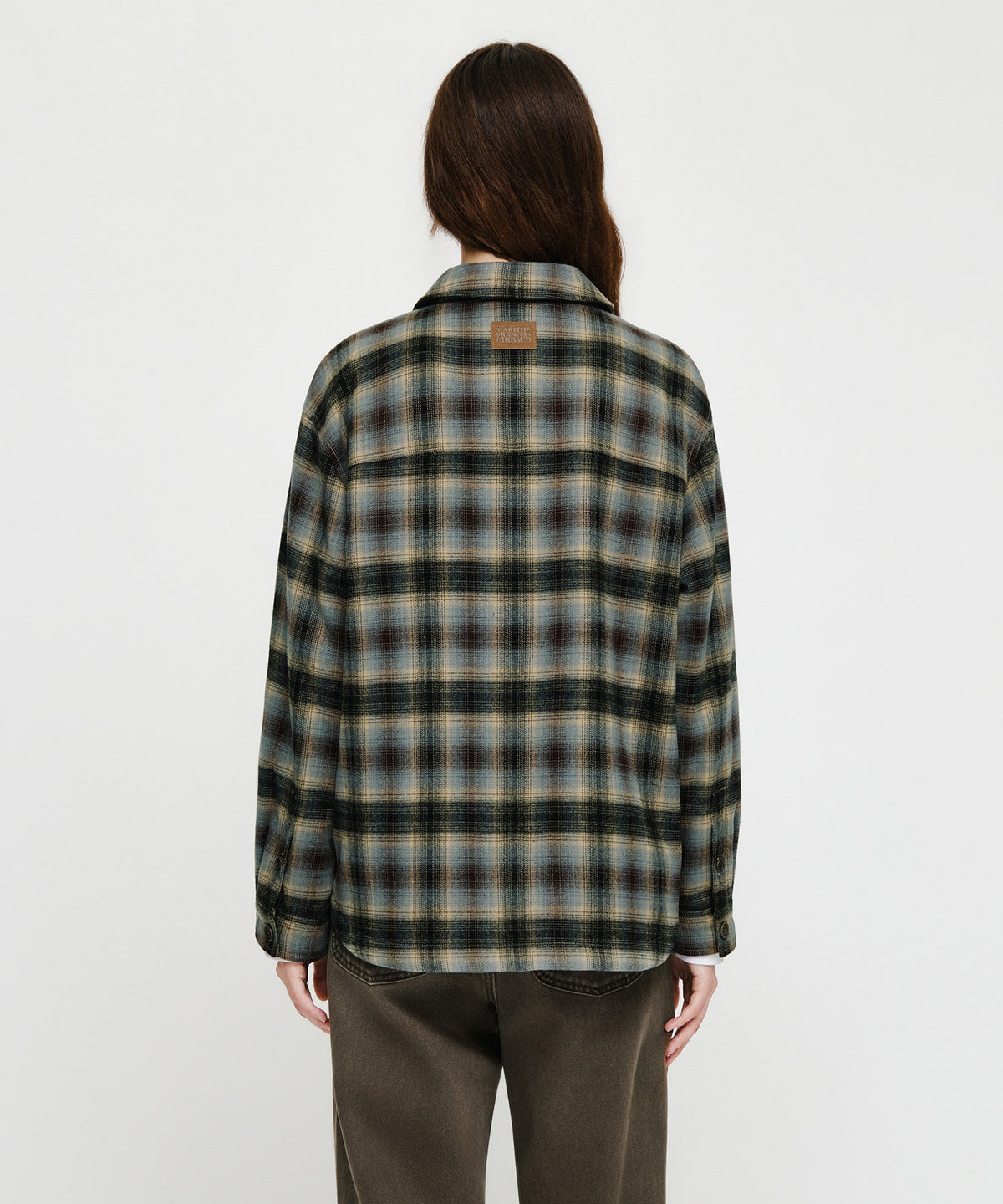 Marithe & Francois Girbaud - Micro Classic Logo Flannel Check Shirt Padded Jacket (Brown) product image 3 | TRAB K-Fashion Australia